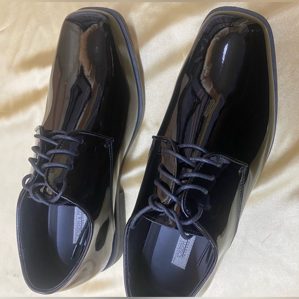 New Joseph & Feiss International Leather Tuxedo Shoes Wide Wedding Oxford Lace